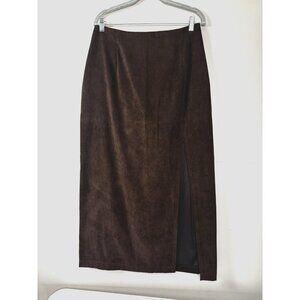 Dressbarn Brown Faux Suede Maxi Pencil Skirt 12 Western Cowgirl Heritage
